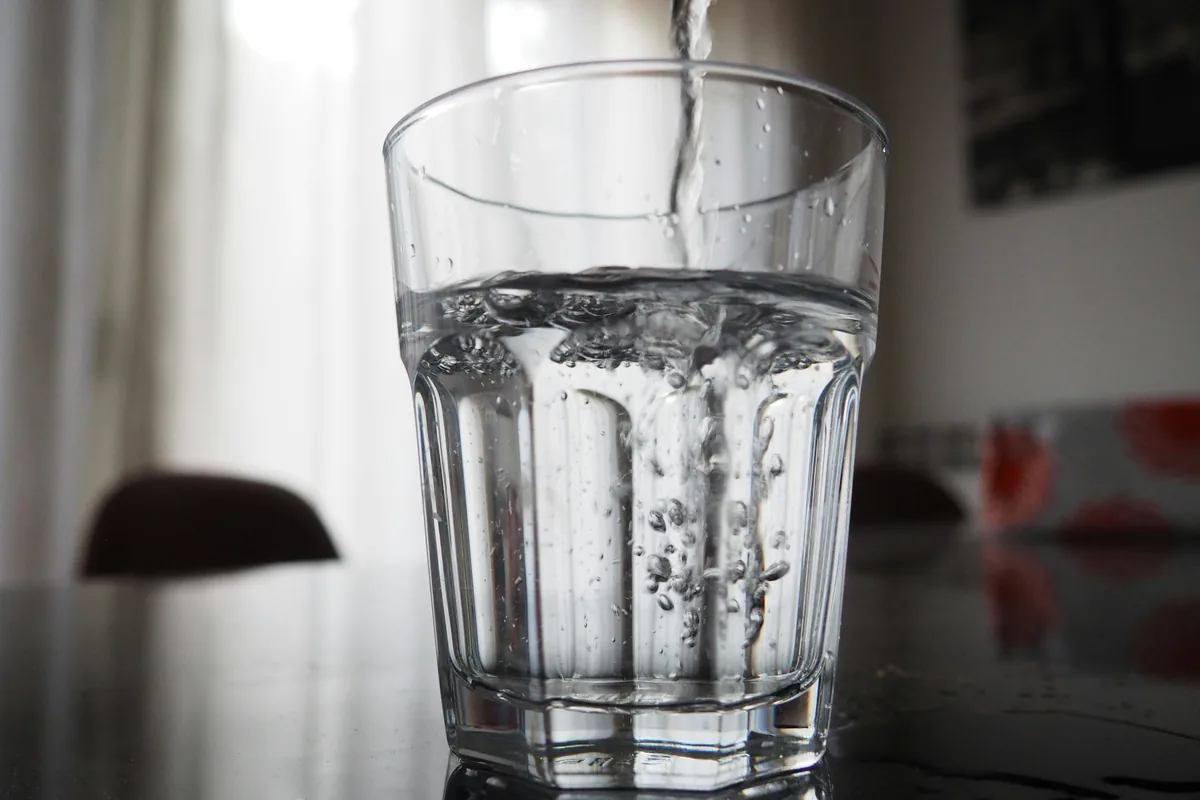 Clean water poured into a glass