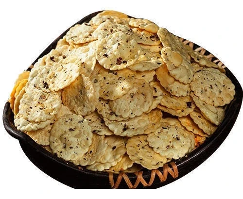 Fried disco papad on a plate